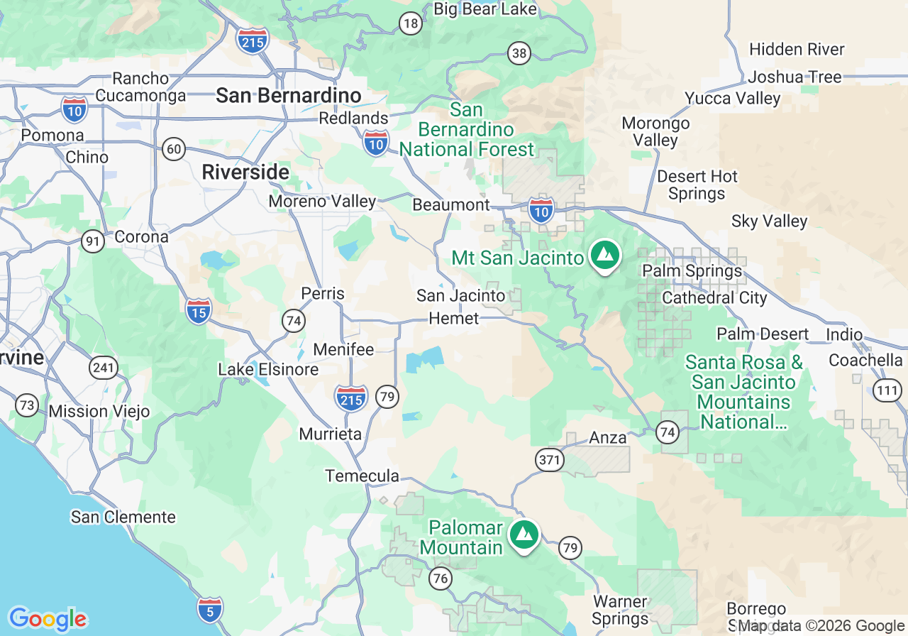 Service area around Hemet